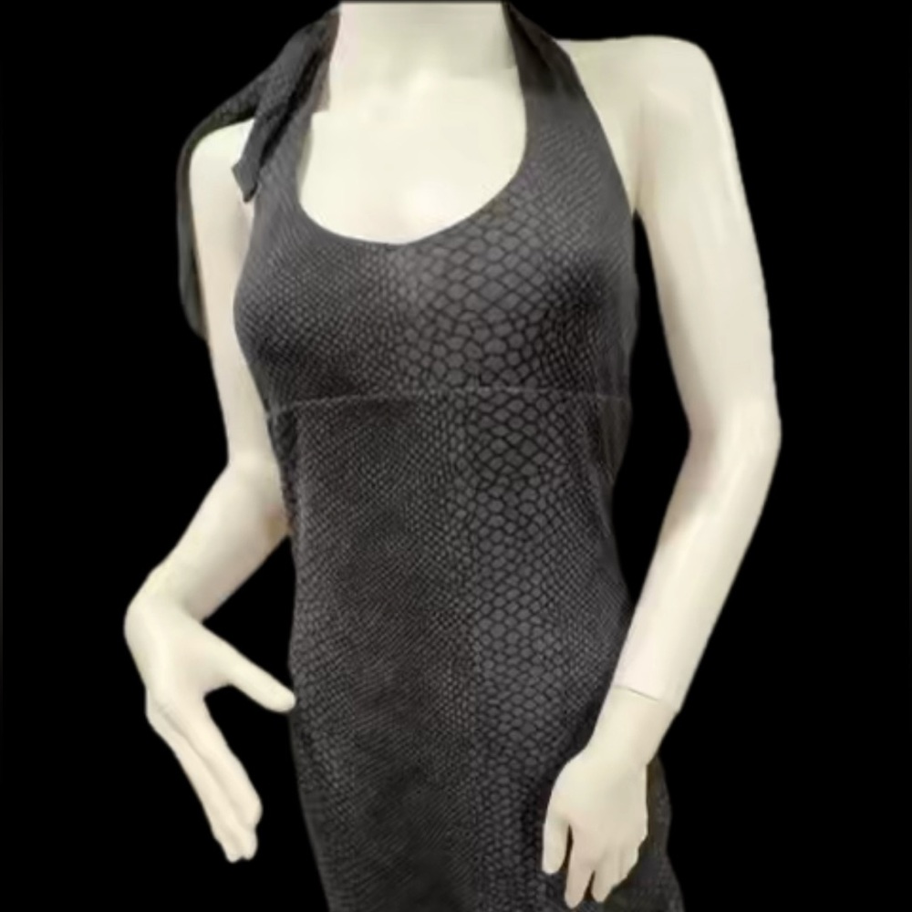 Vintage Mcbling y2k Guess Black Patterned Halter Dress